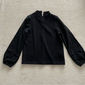 Madewell Weavemix Mockneck Bubble-Sleeve Top